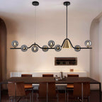 55 in. 9-Light Modern Dimmable Sputnik Black and Gold Globe Chandelier with Light Dining Room or Kitchen