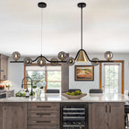 55 in. 9-Light Modern Dimmable Sputnik Black and Gold Globe Chandelier with Light Dining Room or Kitchen