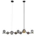 55 in. 9-Light Modern Dimmable Sputnik Black and Gold Globe Chandelier with Light Dining Room or Kitchen