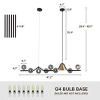55 in. 9-Light Modern Dimmable Sputnik Black and Gold Globe Chandelier with Light Dining Room or Kitchen