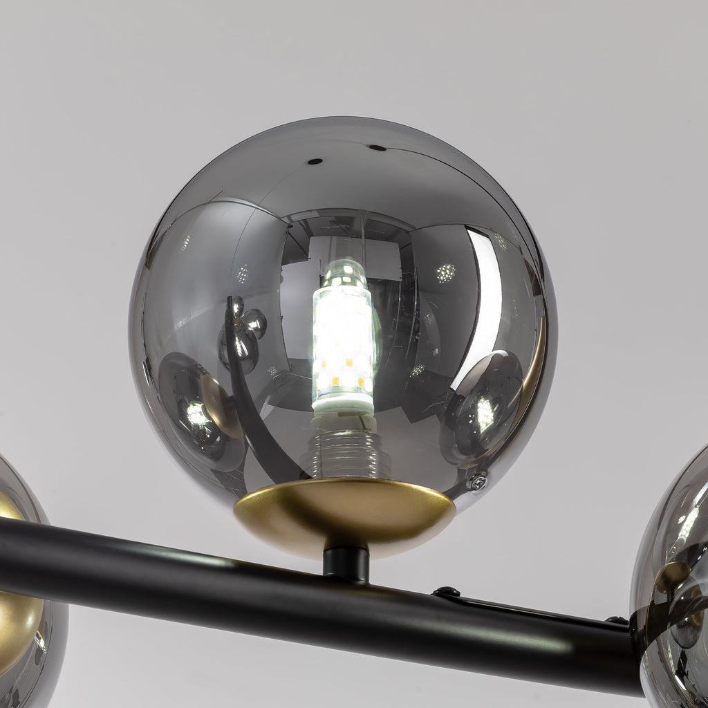55 in. 9-Light Modern Dimmable Sputnik Black and Gold Globe Chandelier with Light Dining Room or Kitchen