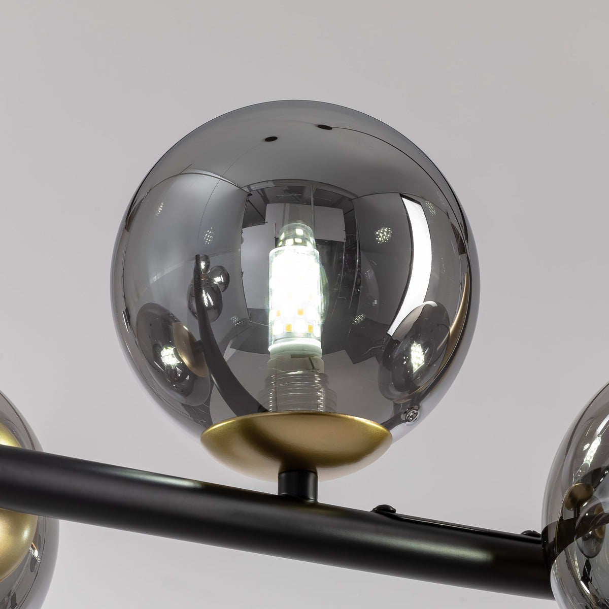 55 in. 9-Light Modern Dimmable Sputnik Black and Gold Globe Chandelier with Light Dining Room or Kitchen