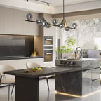55 in. 9-Light Modern Dimmable Sputnik Black and Gold Globe Chandelier with Light Dining Room or Kitchen