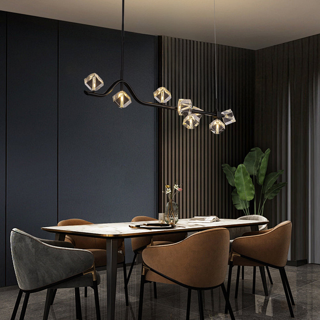 55 in. 9-Light Modern Dimmable Sputnik Black and Gold Globe Chandelier with Light Dining Room or Kitchen