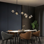 55 in. 9-Light Modern Dimmable Sputnik Black and Gold Globe Chandelier with Light Dining Room or Kitchen