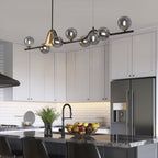 55 in. 9-Light Modern Dimmable Sputnik Black and Gold Globe Chandelier with Light Dining Room or Kitchen