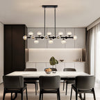 48in 16-Light Black Linear Pendant Light with Clear Glass for Kitchen Island(No Bulbs Included)