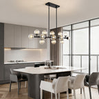 48in 16-Light Black Linear Pendant Light with Clear Glass for Kitchen Island(No Bulbs Included)