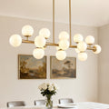 48in 16-Light Adjustable Linear Pendant Light with Iron Frame & Glass (Bulb Not Included)