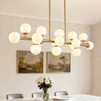 48in 16-Light Adjustable Linear Pendant Light with Iron Frame & Glass (Bulb Not Included)
