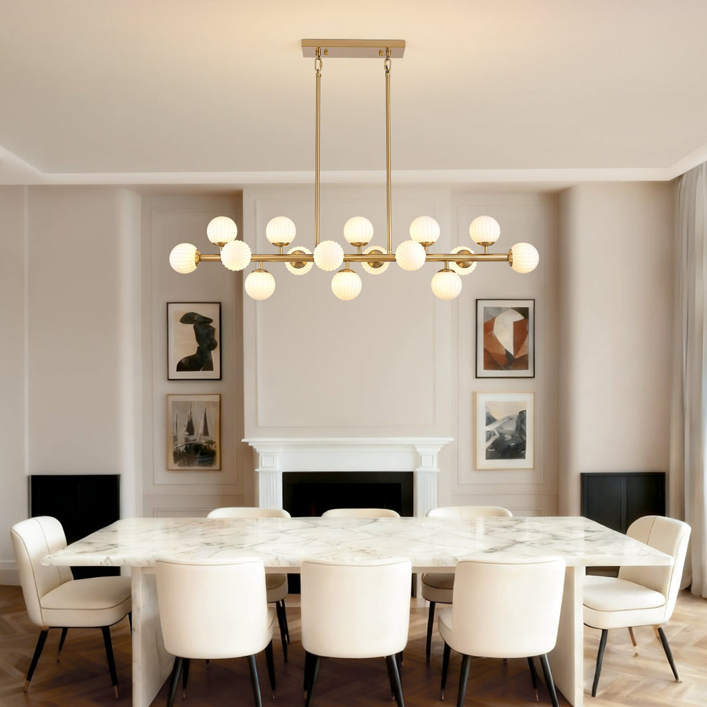 48in 16-Light Adjustable Linear Pendant Light with Iron Frame & Glass (Bulb Not Included)