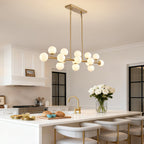 48in 16-Light Adjustable Linear Pendant Light with Iron Frame & Glass (Bulb Not Included)