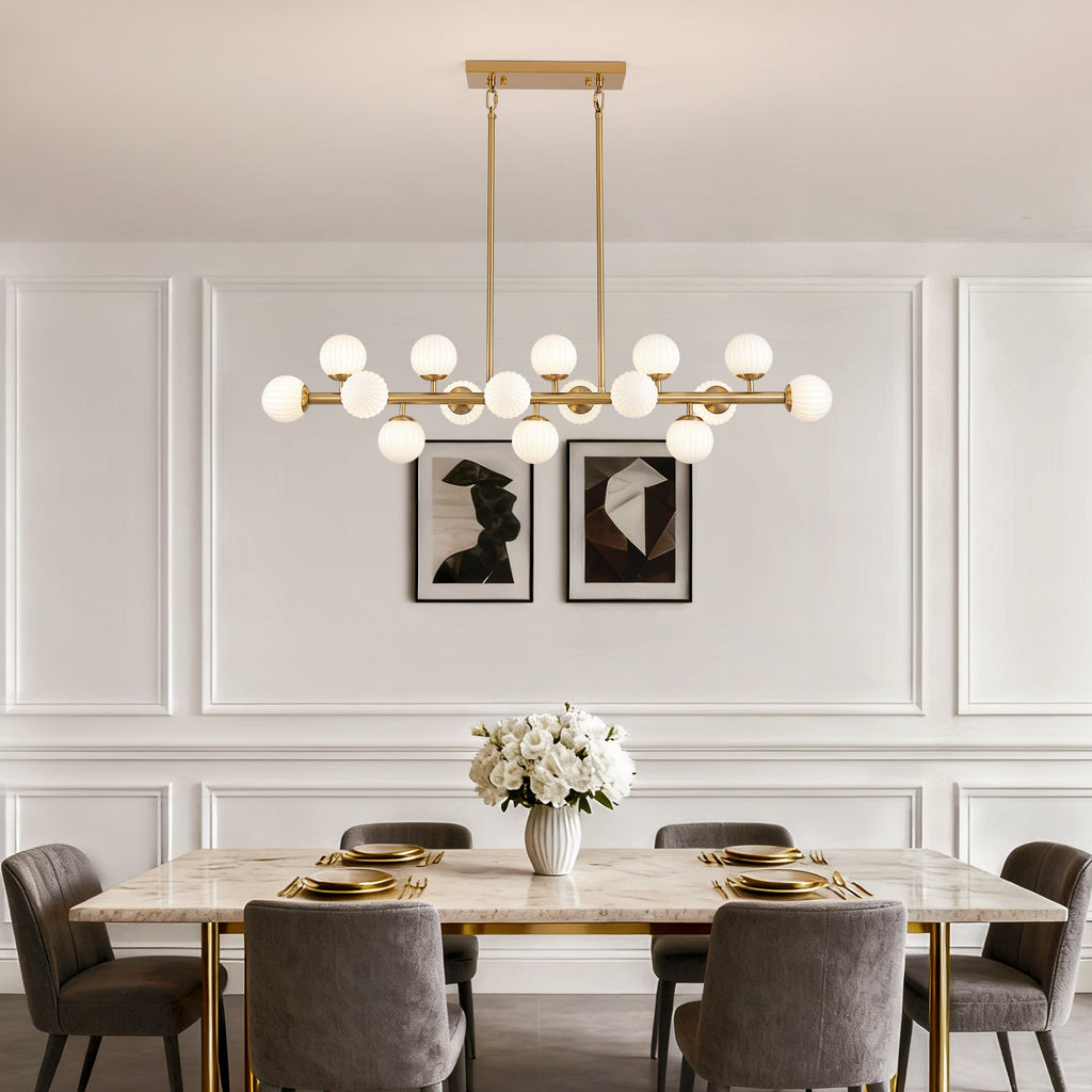 48in 16-Light Adjustable Linear Pendant Light with Iron Frame & Glass (Bulb Not Included)