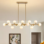 48in 16-Light Adjustable Linear Pendant Light with Iron Frame & Glass (Bulb Not Included)