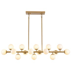 48in 16-Light Adjustable Linear Pendant Light with Iron Frame & Glass (Bulb Not Included)