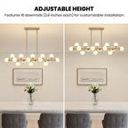 48in 16-Light Adjustable Linear Pendant Light with Iron Frame & Glass (Bulb Not Included)