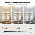 Gold 6-Light Molecular Sphere Round Chandelier Beige Striped Glass Shades Adjustable Height Dimmable(No Bulb)Dining Room