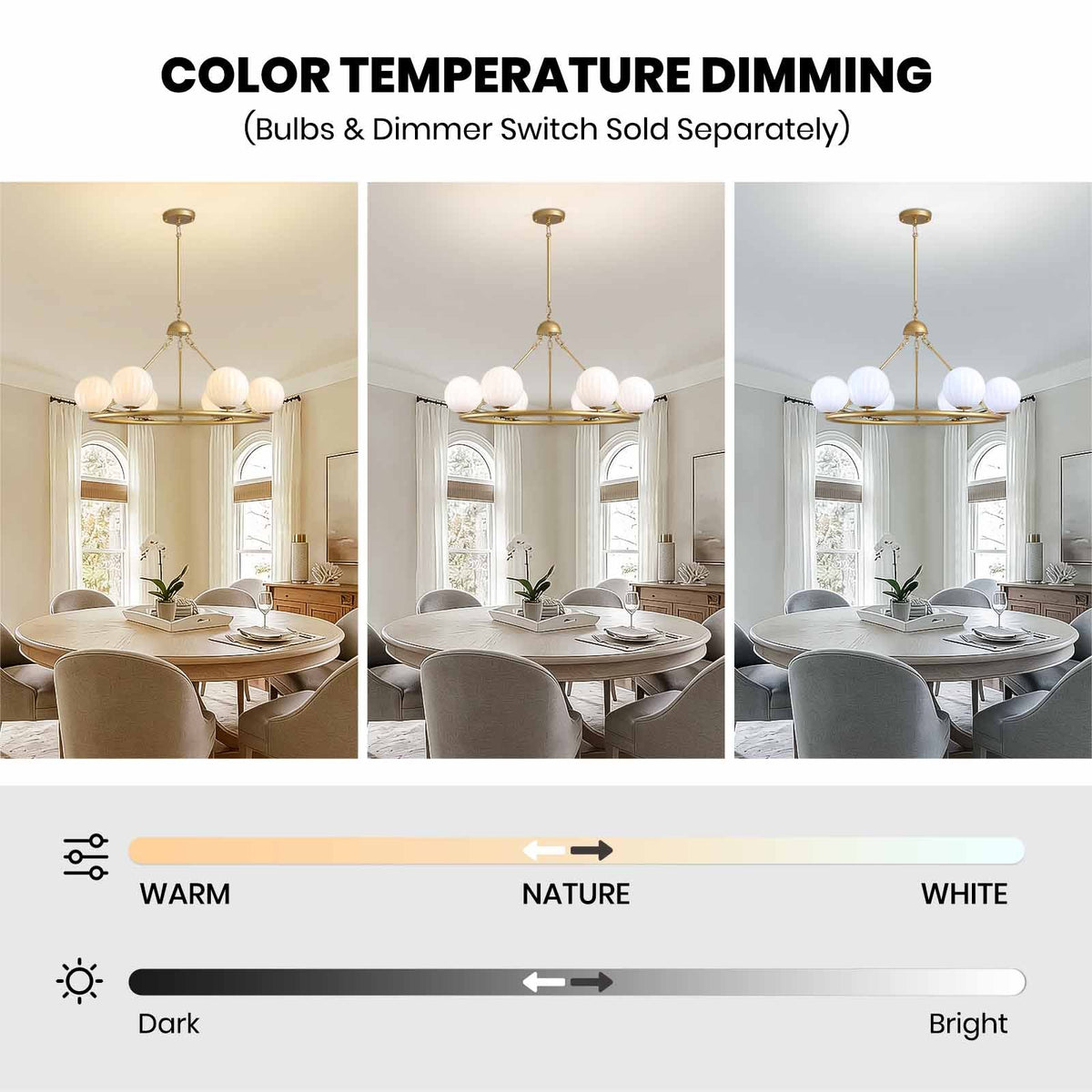 Gold 6-Light Molecular Sphere Round Chandelier Beige Striped Glass Shades Adjustable Height Dimmable(No Bulb)Dining Room