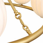 47in 8 Light Golden Round Beige Striped Glass Ball Molecular Pendant Light with Dimmable (Bulb Not Included)