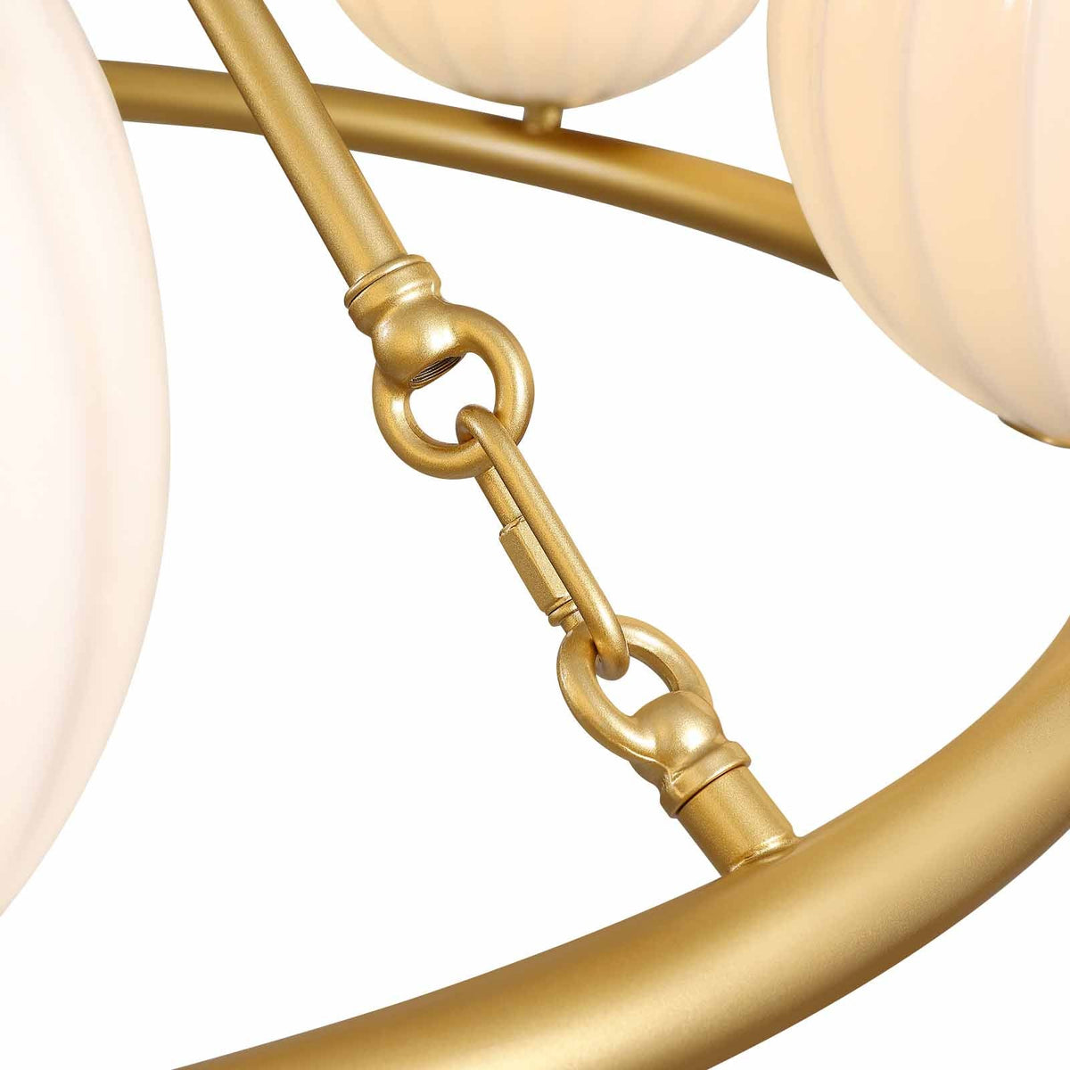 47in 8 Light Golden Round Beige Striped Glass Ball Molecular Pendant Light with Dimmable (Bulb Not Included)