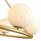 47in 8 Light Golden Round Beige Striped Glass Ball Molecular Pendant Light with Dimmable (Bulb Not Included)