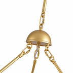 47in 8 Light Golden Round Beige Striped Glass Ball Molecular Pendant Light with Dimmable (Bulb Not Included)