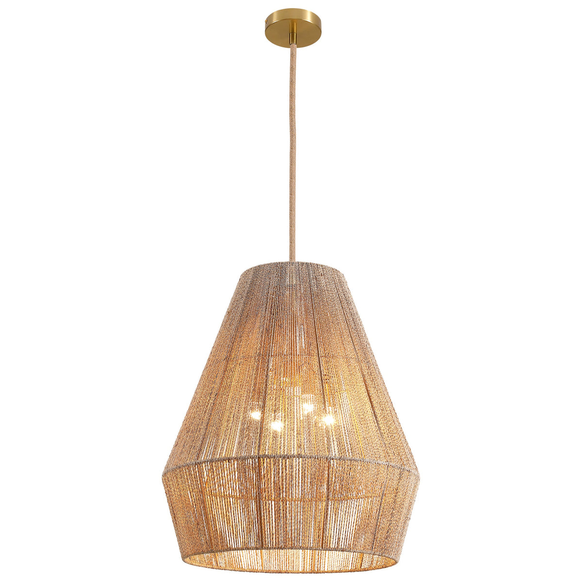 1 Light-Matte Black Hemp Rope Pendant Light (Bulb not Included)