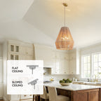 1 Light-Matte Black Hemp Rope Pendant Light (Bulb not Included)