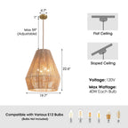 1 Light-Matte Black Hemp Rope Pendant Light (Bulb not Included)