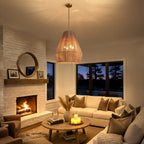 1 Light-Matte Black Hemp Rope Pendant Light (Bulb not Included)