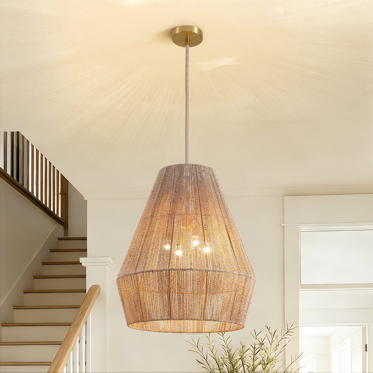 1  Light-Matte Black Hemp Rope Pendant Light