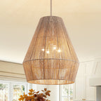 1 Light-Matte Black Hemp Rope Pendant Light (Bulb not Included)