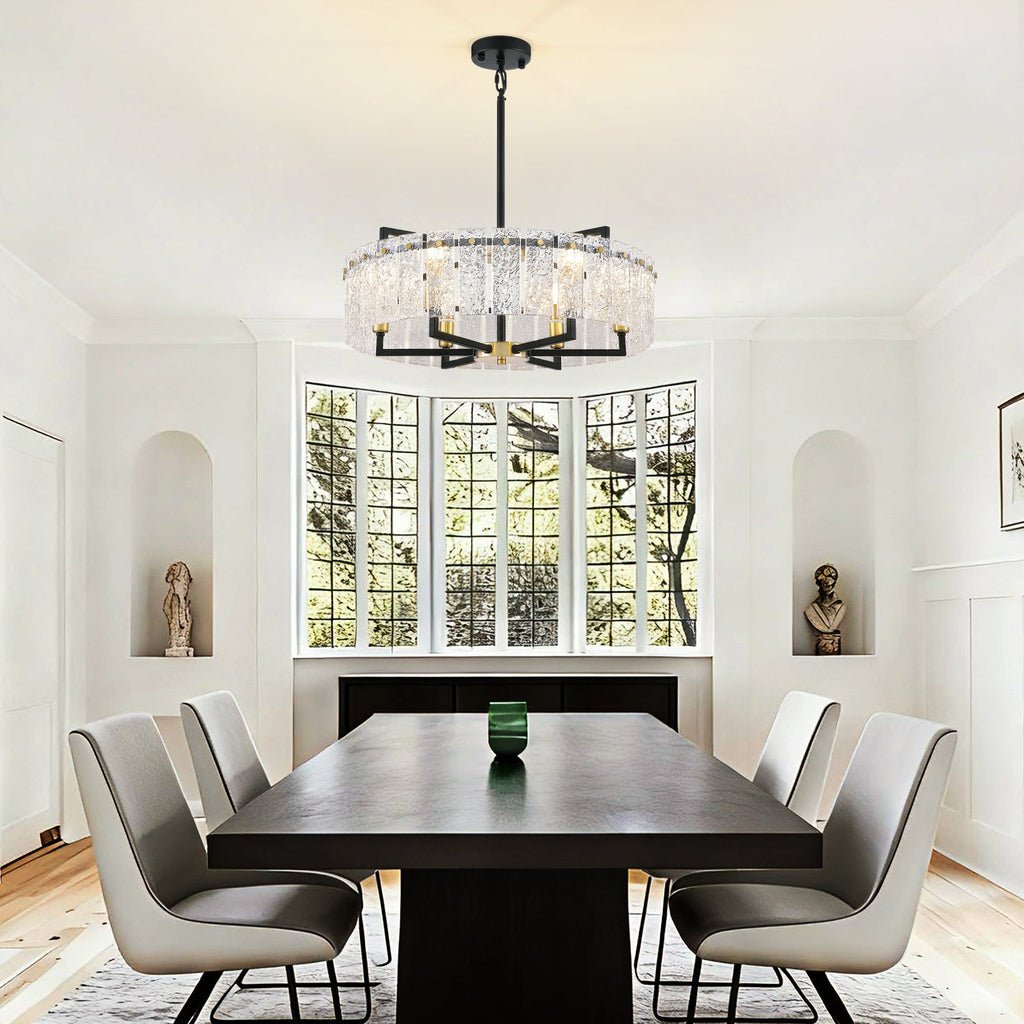 24inch Black and Gold Crackle Glass Chandelier