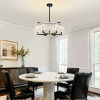24inch Black and Gold Crackle Glass Chandelier