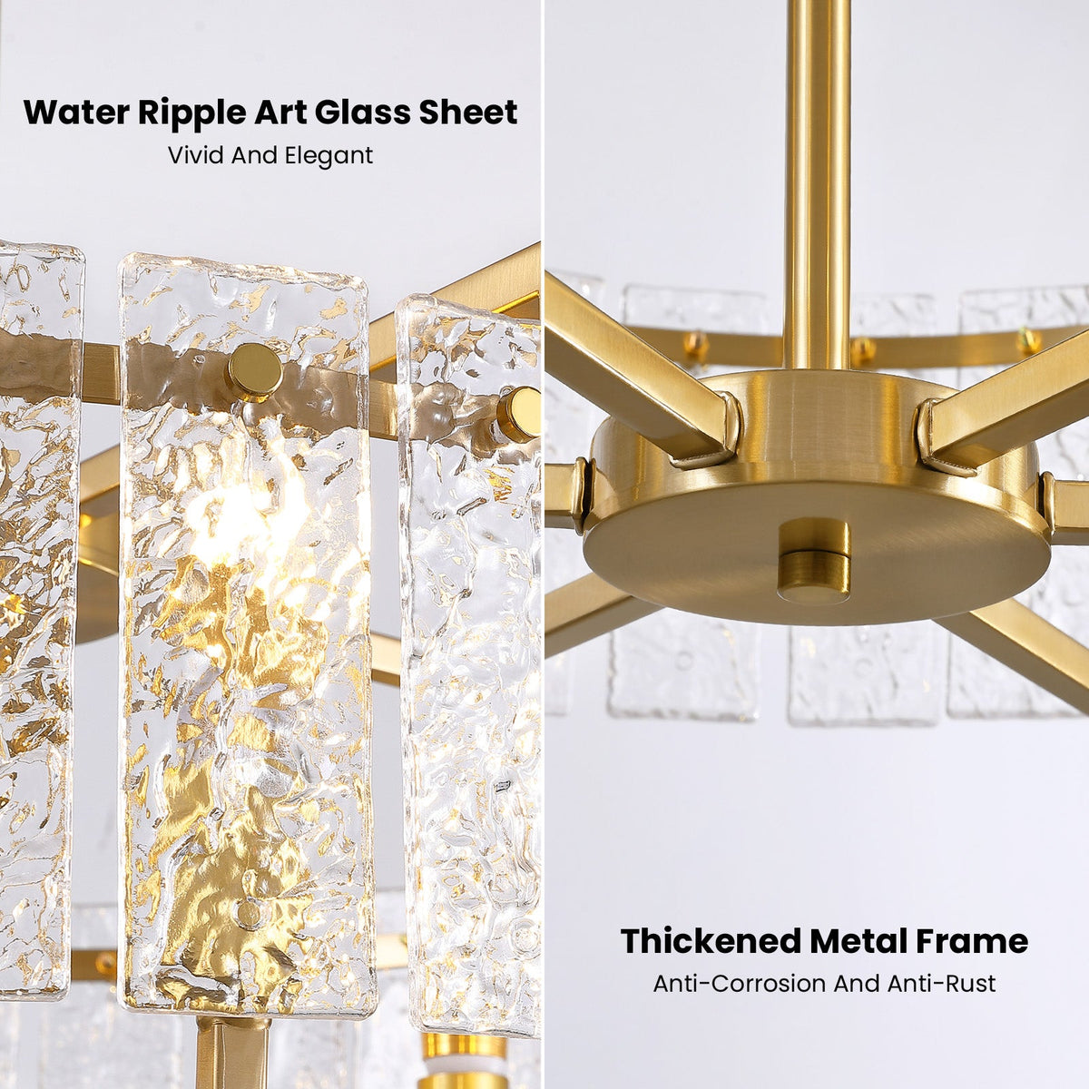 24inch Gold Crackle Glass Chandelier
