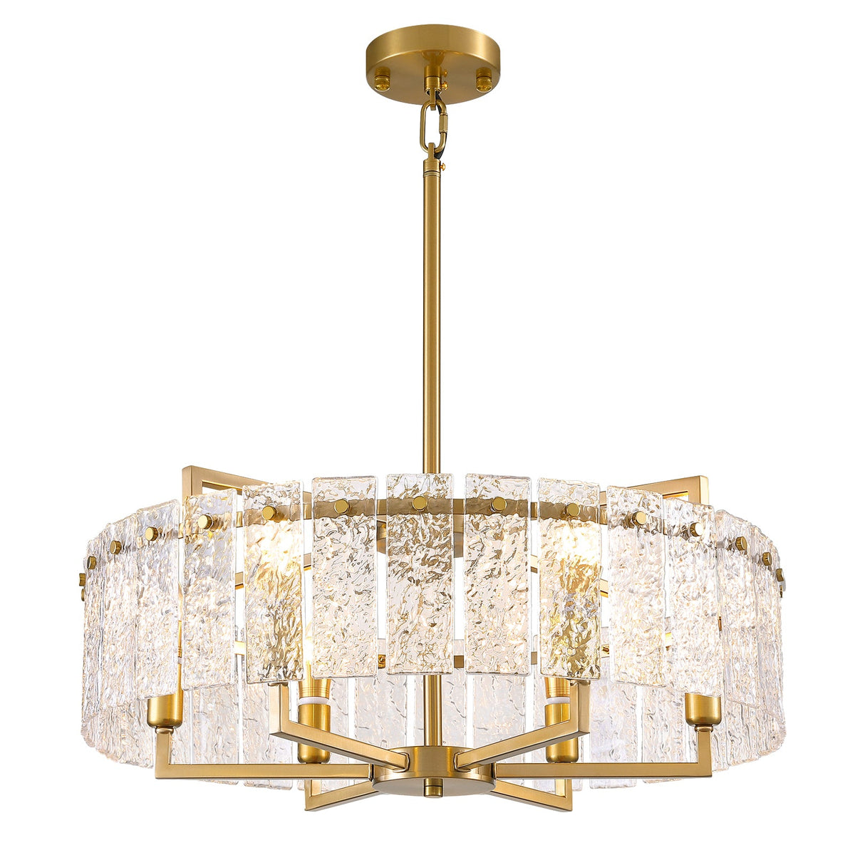 24inch Gold Crackle Glass Chandelier