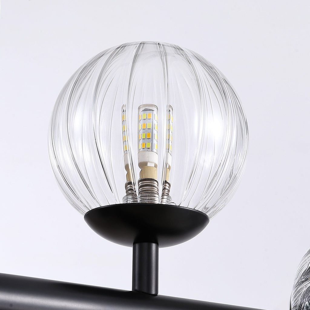 40 in. Modern 12-Light Black Linear Chandelier for Kitchen, Living Room, and Dining Room (Bulbs Not Included)