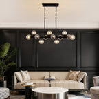 40 in. Modern 12-Light Black Linear Chandelier for Kitchen, Living Room, and Dining Room (Bulbs Not Included)