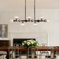 40 in. Modern 12-Light Black Linear Chandelier for Kitchen, Living Room, and Dining Room (Bulbs Not Included)