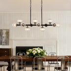 40 in. Modern 12-Light Black Linear Chandelier for Kitchen, Living Room, and Dining Room (Bulbs Not Included)