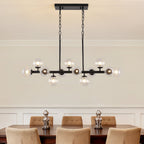 40 in. Modern 12-Light Black Linear Chandelier for Kitchen, Living Room, and Dining Room (Bulbs Not Included)