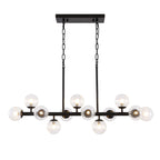 40 in. Modern 12-Light Black Linear Chandelier for Kitchen, Living Room, and Dining Room (Bulbs Not Included)