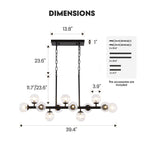 40 in. Modern 12-Light Black Linear Chandelier for Kitchen, Living Room, and Dining Room (Bulbs Not Included)