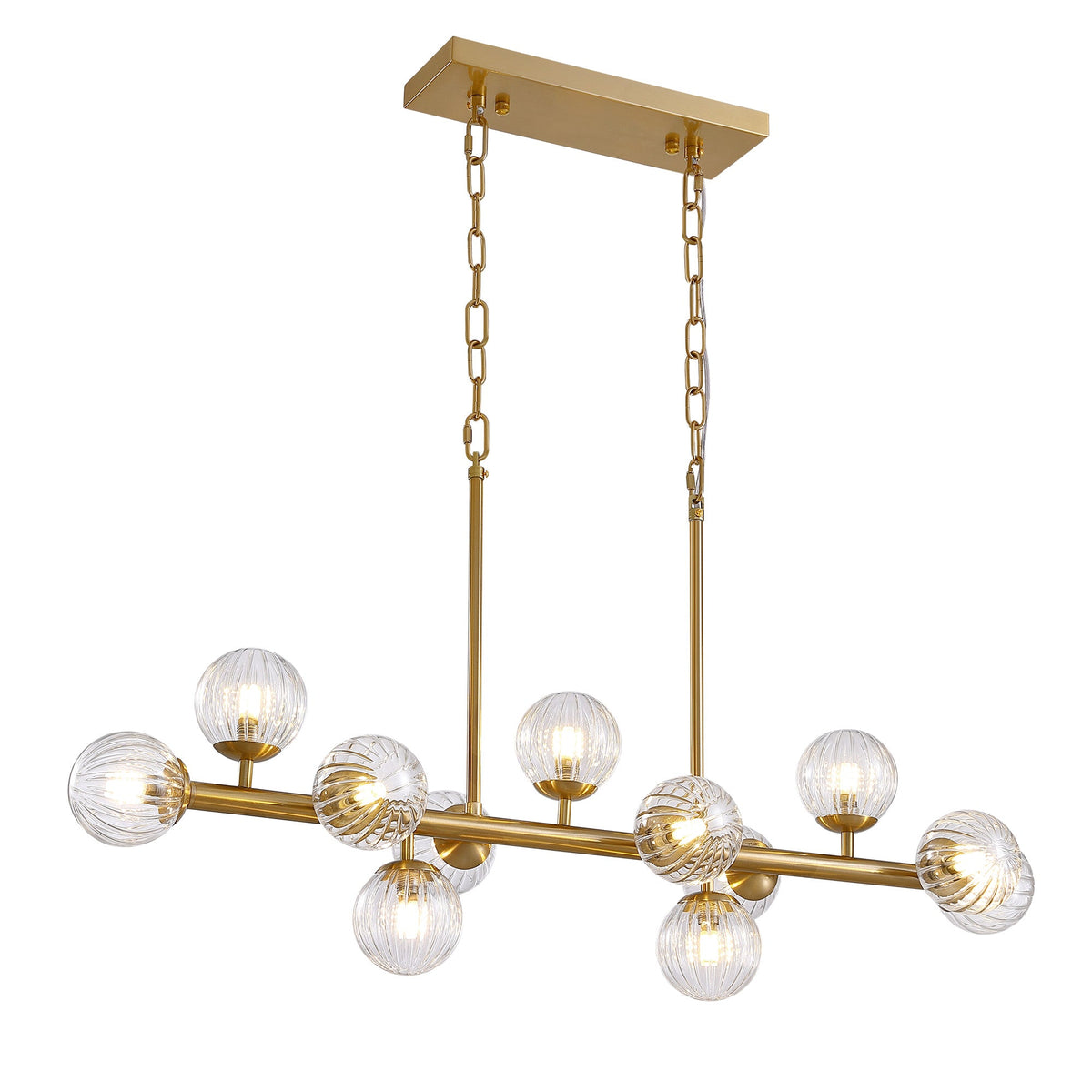 40 in. Modern 12-Light Gold Linear Chandelier for Kitchen, Living Room, and Dining Room (Bulbs Not Included)