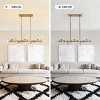 40 in. Modern 12-Light Gold Linear Chandelier for Kitchen, Living Room, and Dining Room (Bulbs Not Included)