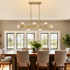 40 in. Modern 12-Light Gold Linear Chandelier for Kitchen, Living Room, and Dining Room (Bulbs Not Included)