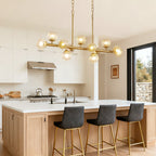 40 in. Modern 12-Light Gold Linear Chandelier for Kitchen, Living Room, and Dining Room (Bulbs Not Included)