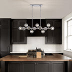 40 in. Modern 12-Light Chrome Linear Chandelier for Kitchen, Living Room, and Dining Room (Bulbs Not Included)