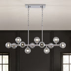 40 in. Modern 12-Light Chrome Linear Chandelier for Kitchen, Living Room, and Dining Room (Bulbs Not Included)