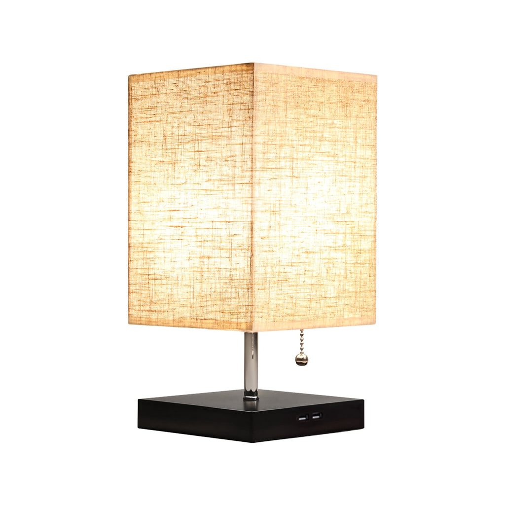 Modern Bedside Table Lamp with Black Base and Fabric Shade, Suitable for Living Rooms, Bedrooms, Dorm Rooms, and Offices